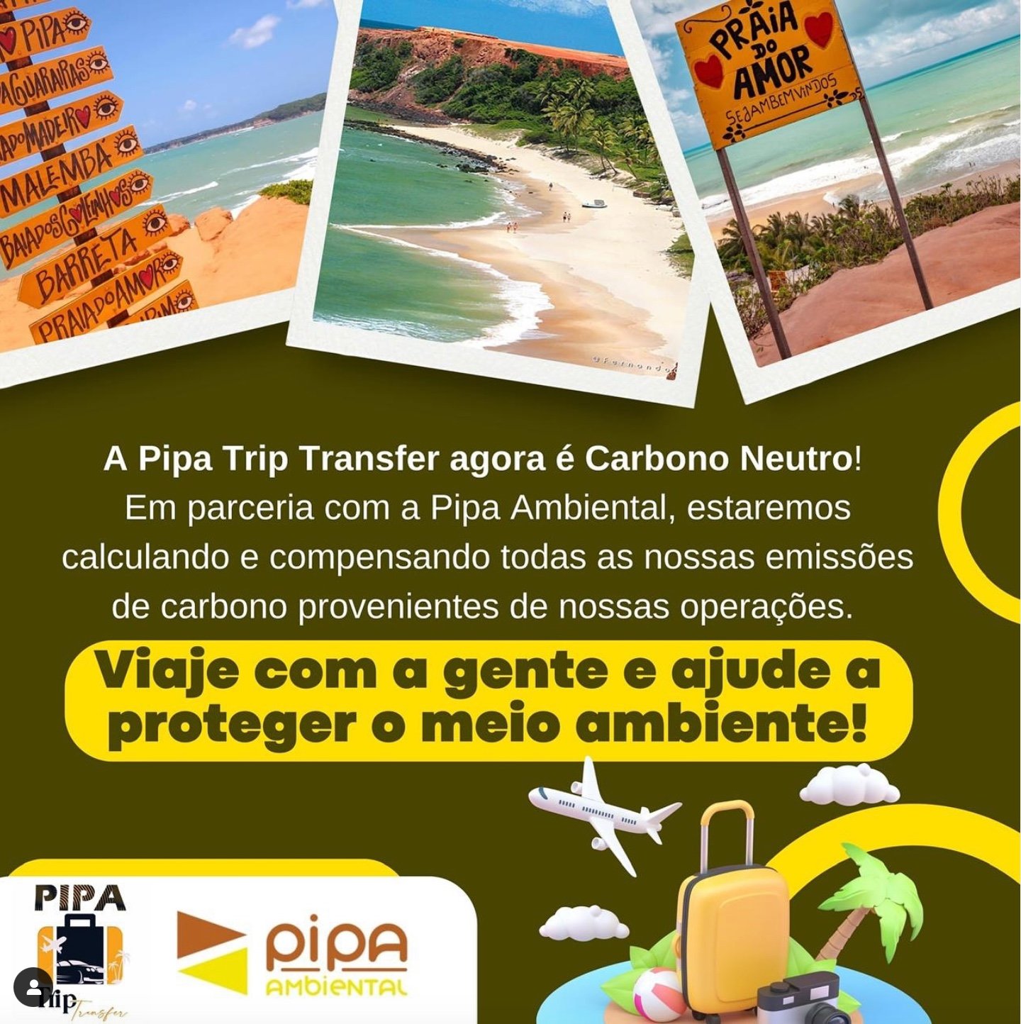 Ações de sustentabilidade e compensação de carbono da Pipa Trip Transfer